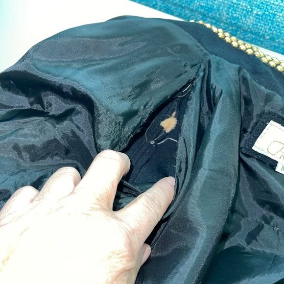 Cache Vintage Womens Jacket Size Medium Black Crystal and Dome Studded - Picture 9 of 9